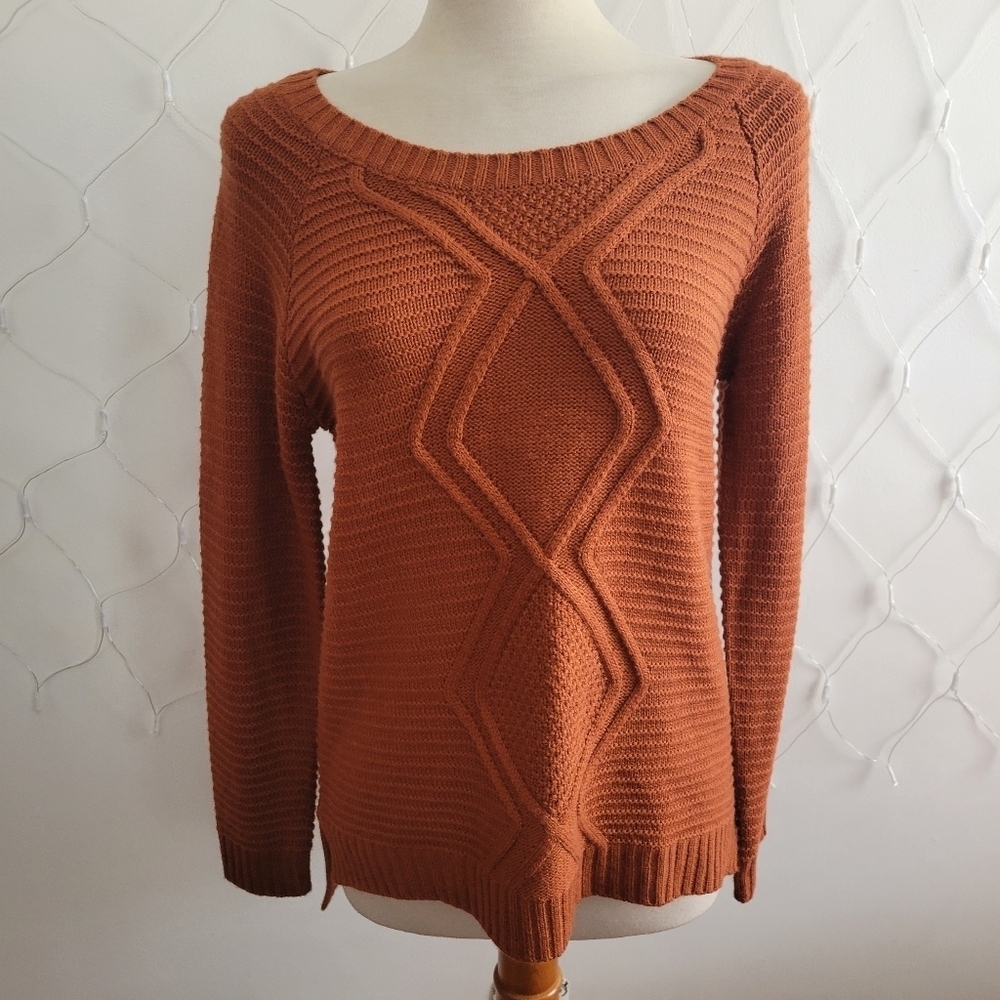 • SALE! Pink Rose Pullover Sweater • Rust Colored • Medium